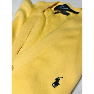 Polo Ralph Lauren Sweater Men's XLTG Yellow  Cardigan V Neck Lightweight VTG